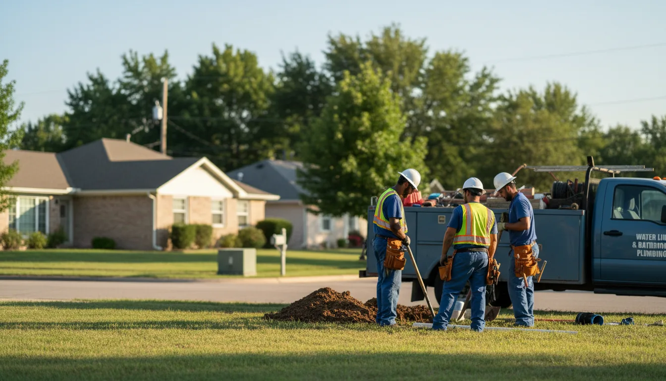 Residential water line and bathroom plumbing service in Stockdale, TX
